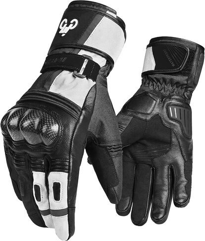 قفازات INBIKE الشتوية للدراجات النارية، قفازات جلدية حرارية للطقس البارد كاملة الأصابع باللون الأسود مقاس X-Large in Kuwait