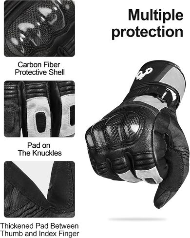 قفازات INBIKE الشتوية للدراجات النارية، قفازات جلدية حرارية للطقس البارد كاملة الأصابع باللون الأسود مقاس X-Large in Kuwait