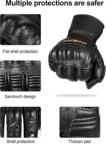 INBIKE Winter Motorcycle Gloves, Cold Weather Thermal Leather Full Finger Motorbike Gloves Black X-Large in Saudi Arabia