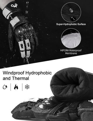 قفازات INBIKE الشتوية للدراجات النارية، قفازات جلدية حرارية للطقس البارد كاملة الأصابع باللون الأسود مقاس X-Large in Kuwait