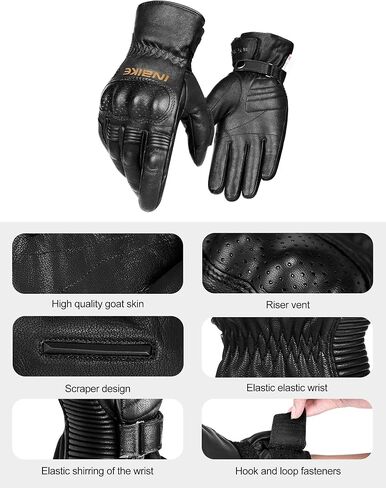 INBIKE Winter Motorcycle Gloves, Cold Weather Thermal Leather Full Finger Motorbike Gloves Black X-Large in Saudi Arabia