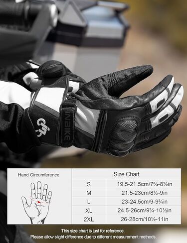 قفازات INBIKE الشتوية للدراجات النارية، قفازات جلدية حرارية للطقس البارد كاملة الأصابع باللون الأسود مقاس X-Large in Kuwait