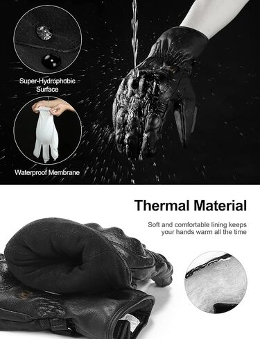 INBIKE Winter Motorcycle Gloves, Cold Weather Thermal Leather Full Finger Motorbike Gloves Black X-Large in Saudi Arabia