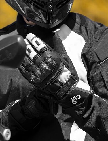 قفازات INBIKE الشتوية للدراجات النارية، قفازات جلدية حرارية للطقس البارد كاملة الأصابع باللون الأسود مقاس X-Large in Kuwait