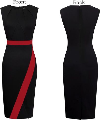 VFSHOW Womens Pleated Crew Neck Front Split Work Business Office Party Bodycon Pencil Sheath Dress in Kuwait