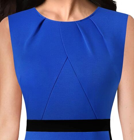 VFSHOW Womens Pleated Crew Neck Front Split Work Business Office Party Bodycon Pencil Sheath Dress in Kuwait