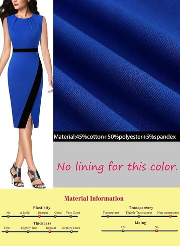 VFSHOW Womens Pleated Crew Neck Front Split Work Business Office Party Bodycon Pencil Sheath Dress in Kuwait