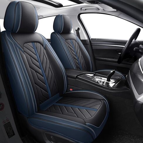 أغطية المقاعد الأمامية من Tomatoman متوافقة مع وسائد السيارة Toyota Corolla Camry Civic Chevy Cobalt Cruze Equinox Lmpala Malibu Prizm Sonic Universal (قطعتان أمامية/أسود-أزرق) in Kuwait
