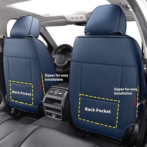 أغطية المقاعد الأمامية من Tomatoman متوافقة مع وسائد السيارة Toyota Corolla Camry Civic Chevy Cobalt Cruze Equinox Lmpala Malibu Prizm Sonic Universal (قطعتان أمامية/أسود-أزرق) in Kuwait