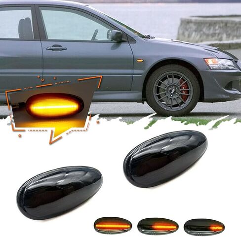 For 2001-2006 Mitsubishi Lancer EVO 2003-2006 Mitsubishi Outlander 2010-2017 Mitsubishi I-Miev Front Bumper Side Marker Turn Signal Lights Smoked Lens Amber Lights MR522027, MR109488 in Saudi Arabia