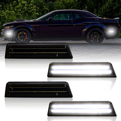 أضواء العلامات الجانبية لتشالنجر 2008 2009 2010 2011 2012 2013 2014 مصابيح LED بيضاء أمامية وخلفية لون مدخن، 4 قطعة in Kuwait