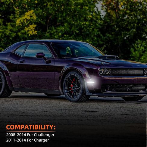 أضواء العلامات الجانبية لتشالنجر 2008 2009 2010 2011 2012 2013 2014 مصابيح LED بيضاء أمامية وخلفية لون مدخن، 4 قطعة in Kuwait