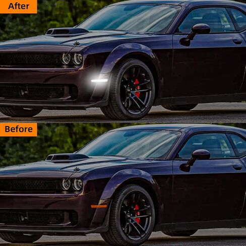 أضواء العلامات الجانبية لتشالنجر 2008 2009 2010 2011 2012 2013 2014 مصابيح LED بيضاء أمامية وخلفية لون مدخن، 4 قطعة in Kuwait