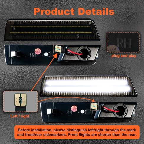 أضواء العلامات الجانبية لتشالنجر 2008 2009 2010 2011 2012 2013 2014 مصابيح LED بيضاء أمامية وخلفية لون مدخن، 4 قطعة in Kuwait