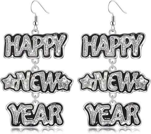 New Years Earrings for Women Hypoallergenic Happy New Year Drop Dangle Earrings Glitter Star New Year Eve Party Earrings Trendy Celebration 2024 New Years Holiday Earrings Jewelry in Kuwait