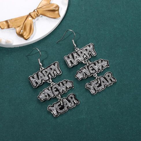 New Years Earrings for Women Hypoallergenic Happy New Year Drop Dangle Earrings Glitter Star New Year Eve Party Earrings Trendy Celebration 2024 New Years Holiday Earrings Jewelry in Kuwait