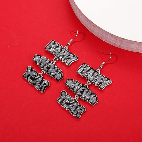 New Years Earrings for Women Hypoallergenic Happy New Year Drop Dangle Earrings Glitter Star New Year Eve Party Earrings Trendy Celebration 2024 New Years Holiday Earrings Jewelry in Kuwait