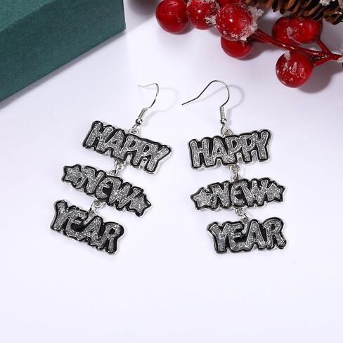 New Years Earrings for Women Hypoallergenic Happy New Year Drop Dangle Earrings Glitter Star New Year Eve Party Earrings Trendy Celebration 2024 New Years Holiday Earrings Jewelry in Kuwait