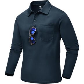 TBMPOY Men's Polo Shirts Long Sleeve with Pocket Golf Quick Dry Lightweight Collared Stylish Moisture Wicking Business Tennis in Saudi Arabia