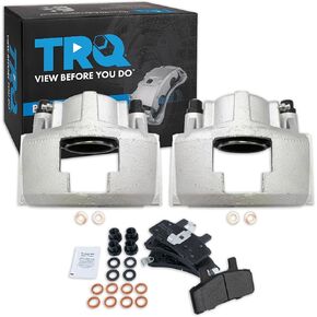 TRQ Front Brake Caliper Set Brake Pads Semi-Metallic Compatible with 90-00 Cadillac 88-02 Chevrolet 94-99 Dodge GMC