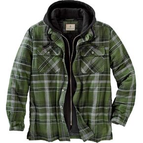 Legendary Whitetails Men's Size Maplewood Hooded Shirt Jacket, Army Green Plaid, Large Tall