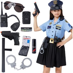 Spooktacular Creations Halloween Girls Police Officer Costume, Cop Costume Accessories for Kids Role-Playing, Dress-Up Party