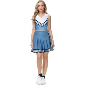 FOGHORN Women Girls Cheerleader Costume Olivia Cheerleading Outfit Teens Top Skirt Halloween Costume