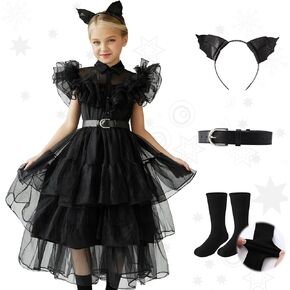 Halloween Costumes for Girls Black Girls Dress Halloween Cosplay Party Dress 4-12Y