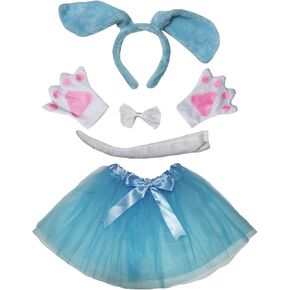 Petitebella Long Ear Dog Headband Bowtie Tail Gloves Tutu 5pc Girl Costume 1-8y