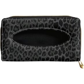Biyejit Black Leopard Print Car Tissue Holder, Premium Sun Visor Napkin Case, Hanging Car Accessories Used to Organize Paper Towels and Storage Small Items