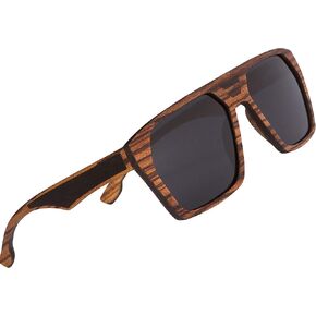 Woodies Oversized Square Sunglasses | Black Polarized Lenses, All-Wood Frame | 100% UVA/UVB Ray Protection