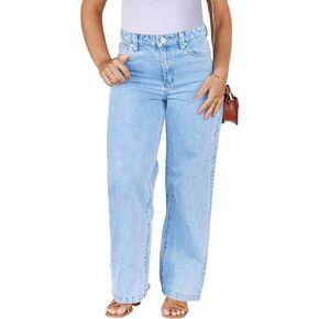 Beautife Womens Plus Size Jeans High Waisted Boyfriend Baggy Jeans Straight Leg Stretch Denim Pants