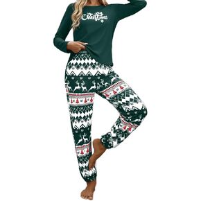 Christmas Pajamas Set for Women Soft Holiday Pjs with Print Long Sleeve Tops and Pants 2 pieces Sleepwear Set