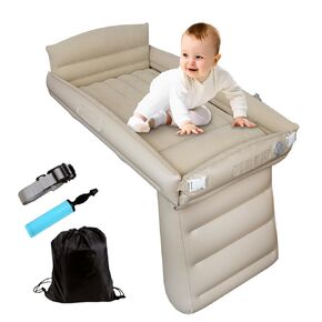 Inflatable Toddler Airplane Bed Baby Travel Bed Airplane Travel Essentials Kids Car Inflatable Bed Travel Portable Crib with Rails Sides Hand Pump Safety Belt and Carry Bag Sets