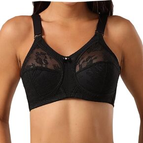 Women's Thin everyday Bra Large Size Support Full Coverage Bra No Wire Lace Sheer Comfortable Seamless Bra
