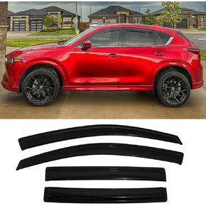 94143 Side Window Visors Wind Vent Deflector,4pcs Outside Mount Tape-On Nice Sun Rain Guards Set fit for 2007-2015 Mazda CX9 CX-9,Dark Smoke Window Shade
