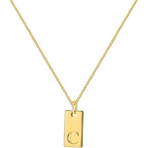Gold Initial Necklace for Women, Unique Gold Letter Necklace, Dainty Gold Name Necklace, Personalized Initial Tag Pendant Necklace for Women