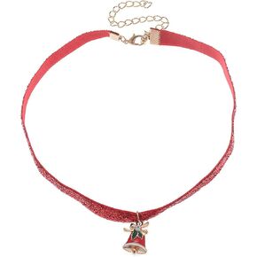 Christmas Tree Elk Reindeer Jingle Bell Snowflak Velvet Choker Necklace Adjustable Chain Knot Tie Collar Necklace for Women Friend Thanksgiving Xmas Party Jewelry New Year Gift