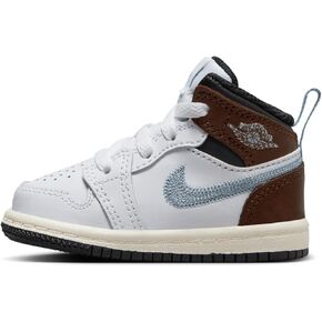 NIKE Toddler Jordan 1 Mid SE White/Blue Grey-Black-Sail (FQ8221 142) TD - Size 10c