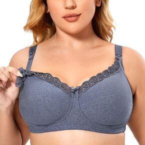 Gratlin Women's Plus Size Cotton Nursing Bra Support Wireless Breastfeeding Maternity Bras