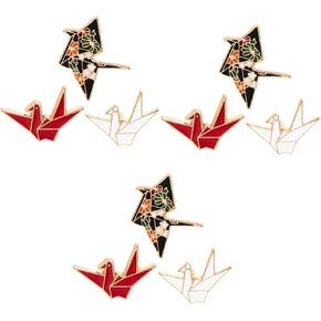 LIFKOME Origami Crane Brooch 9Pcs Paper Cranes Enamel Pins Alloy Cartoon Animal Shape Lapel Pin Clothing Jewelry Accessories for Women Girls Bag Scarf Clothes Decor
