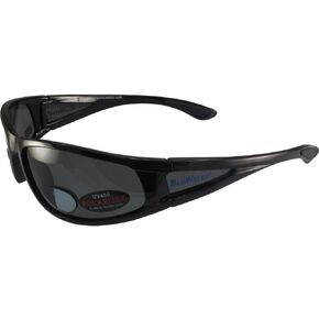 BluWater Polarized Bifocal 3 Sunglasses Gloss Black Frames +1.5 Mag Smoke Lens