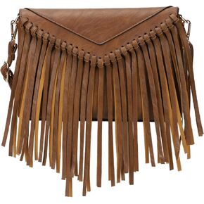 KouLi Buir Tassel Crossbody Purse for Women PU Leather Western Hobo Fringe Handbag Shoulder Bag
