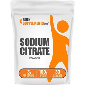 BulkSupplements.com Sodium Citrate Powder - Sodium Citrate Food Grade, Sodium Supplement - Emulsifier, Flavor Enhancer - Gluten Free, 3g per Serving, 1kg (2.2 lbs) (Pack of 1)