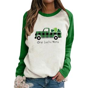 DIACACY Women’s Shamrock Crew Neck Long Sleeve Shirt Casual Tunic Pullover Clover St Patricks Day Loose Comfy Sweatshirts in Kuwait