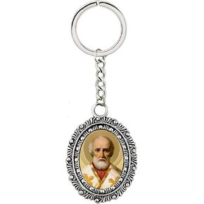 Needzo Saint Nicholas Icon Key Chain, Orthodox Gifts 4 1/4 Inch