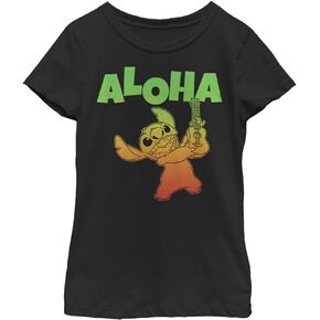 Disney Lilo Aloha Stitch Girl's Solid Crew Tee