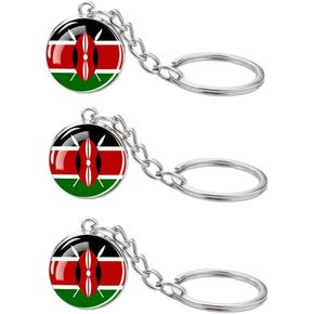 3 Pcs Kenya Flag Key Chain,Cool Keychain for Car Keys, Stainless Steel Keyrings & Keychains,Used for Home Decoration, Jewelry Hanging Decorations.
