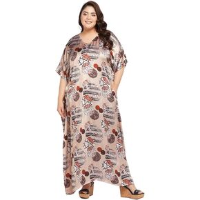 Gypsie Blu Caftans for Women Plus Size Long Satin Pocket Kaftan Dress Beach Swimsuit Cover Up Maxi House Dresses