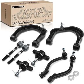 A-Premium Set of 8, Front Upper Control Arm, Lower Ball Joint, Inner Outer Tie Rod End, Compatible with Hyundai Sonata 2006-2010, Azera 2006-2011
